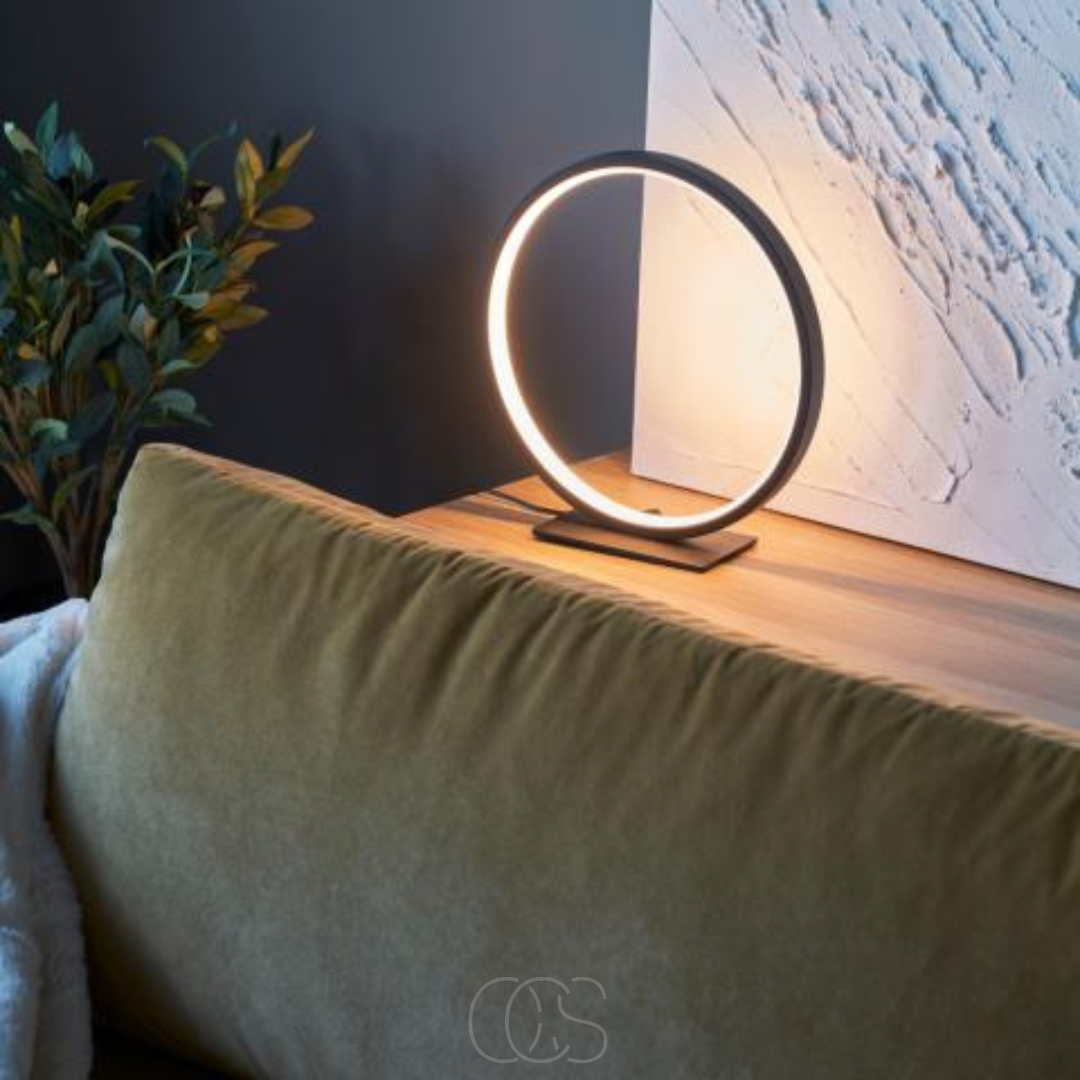 LED Ringlamp Tafel Zwart Aluminium 29cm Warm Wit Licht Moderne Verlichting Sfeerlamp Woonkamer Slaapkamer