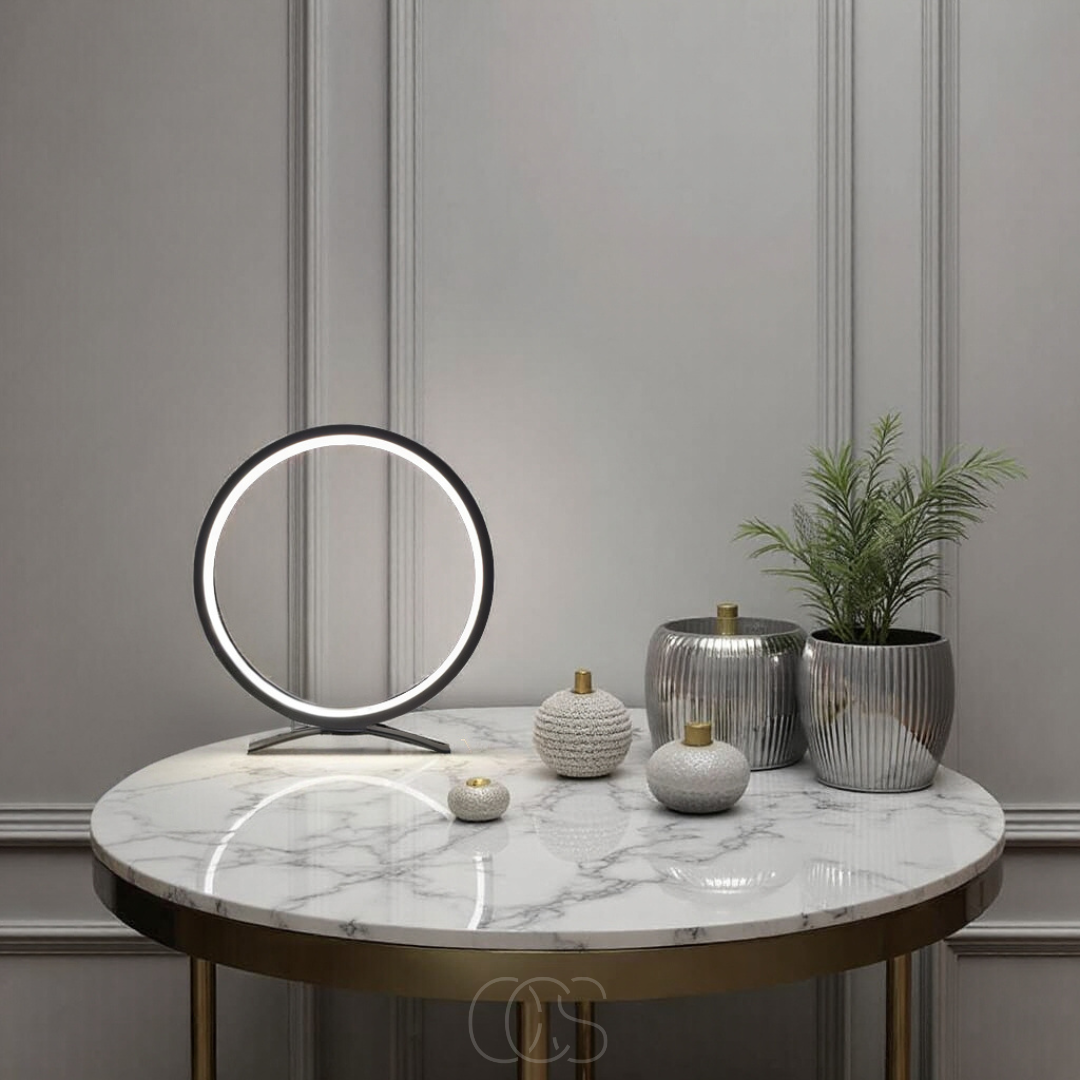 LED Ringlamp Tafel Zwart Aluminium 29cm Warm Wit Licht Moderne Verlichting Sfeerlamp Woonkamer Slaapkamer