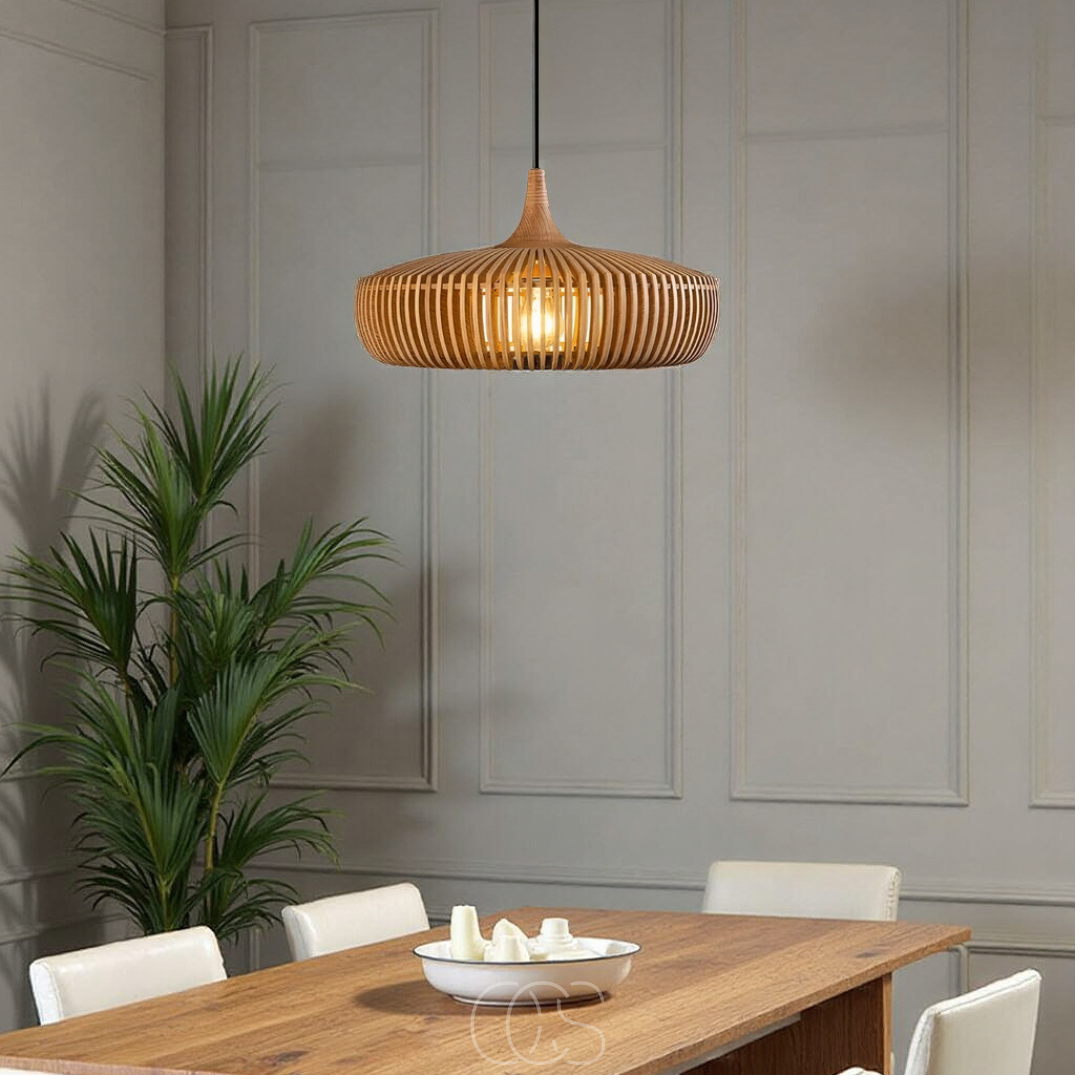 Houten Hanglamp Ø43cm Japandi Stijl Natuurlijk E27 Eettafel Woonkamer Slaapkamer Scandinavisch Design