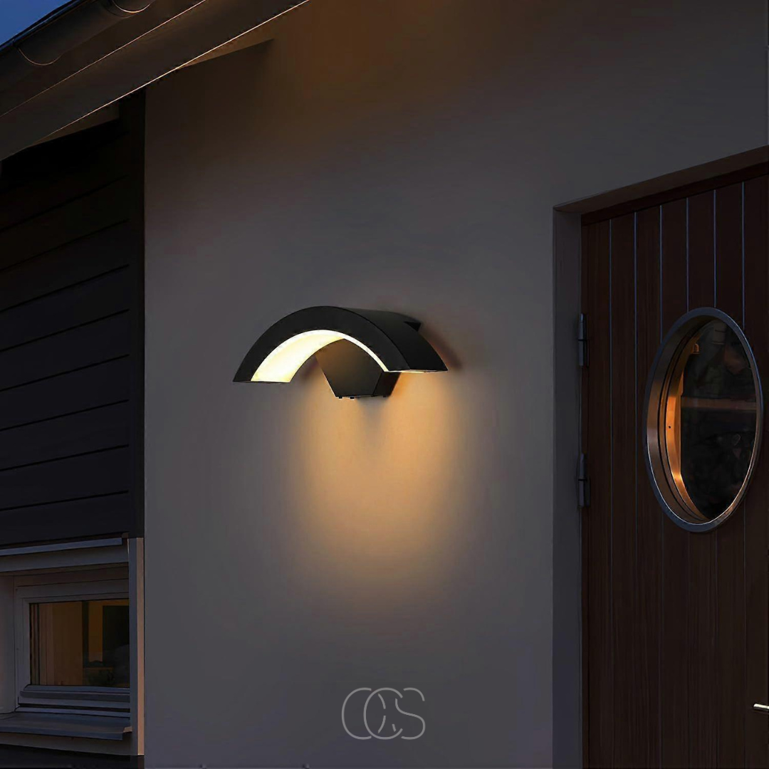 Buitenlamp met Bewegingssensor Zwart Halfrond Design IP65 Wandverlichting voor Gevel Voordeur Terras Tuin