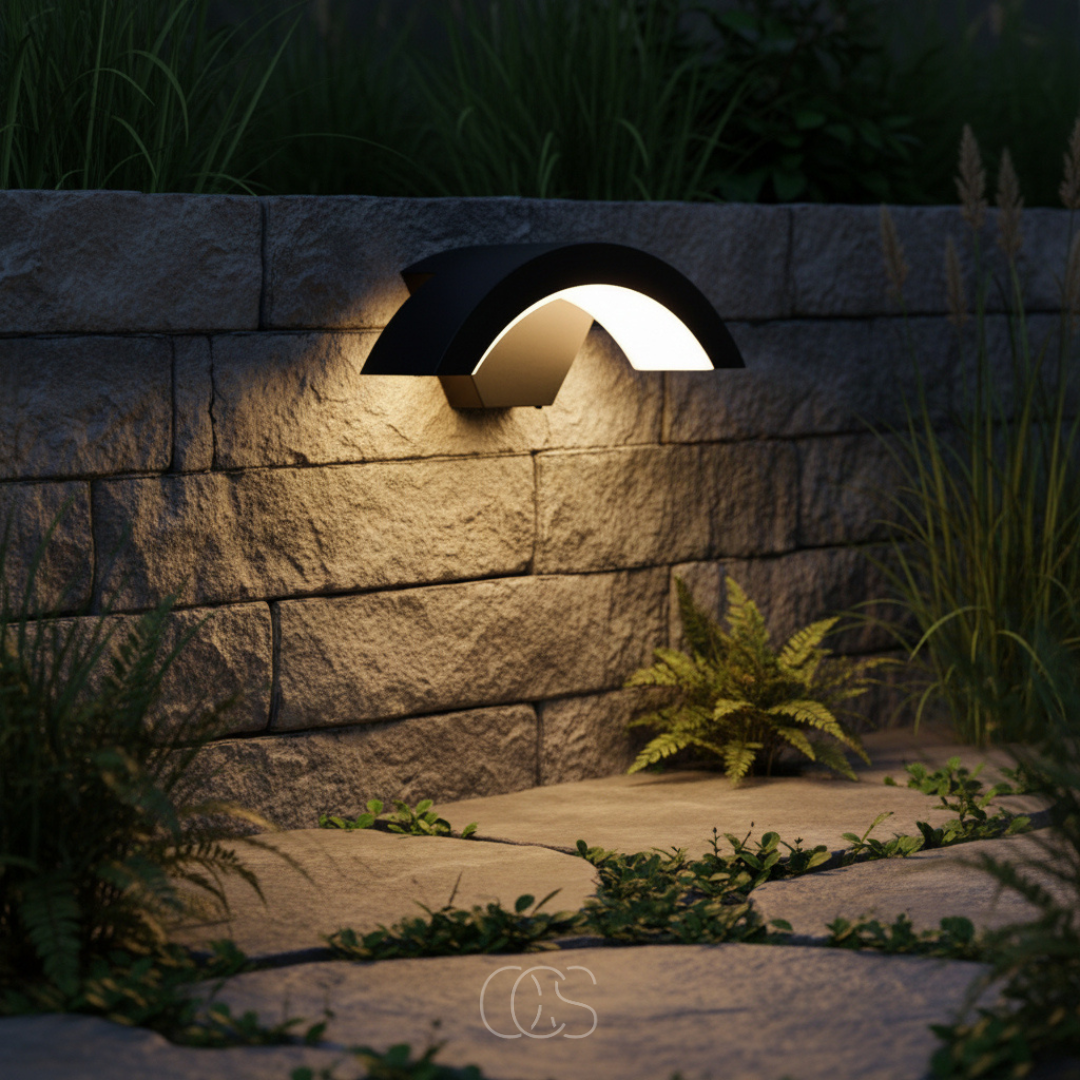Buitenlamp met Bewegingssensor Zwart Halfrond Design IP65 Wandverlichting voor Gevel Voordeur Terras Tuin