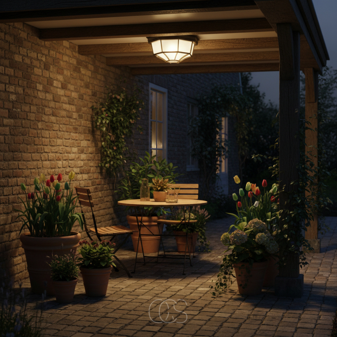 Buitenplafondlamp Donkergrijs Aluminium Glas E27 IP44 Spatwaterdicht Terras Veranda Entree Dimbaar Tuin