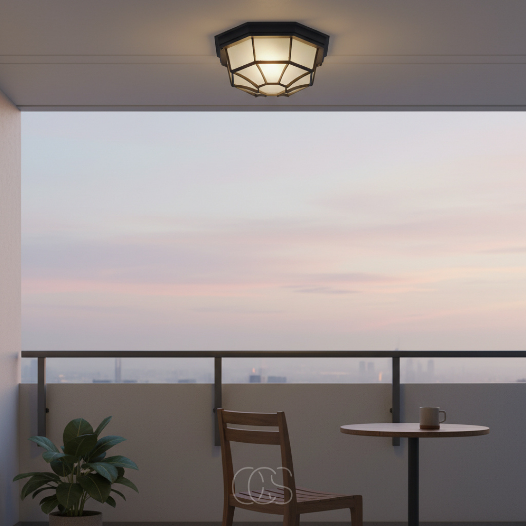 Buitenplafondlamp Donkergrijs Aluminium Glas E27 IP44 Spatwaterdicht Terras Veranda Entree Dimbaar Tuin