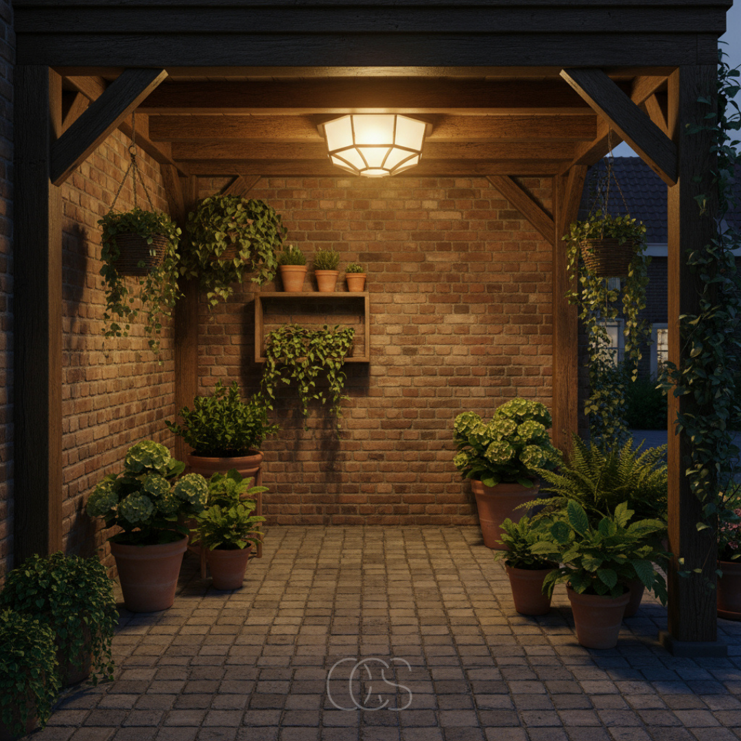 Buitenplafondlamp Donkergrijs Aluminium Glas E27 IP44 Spatwaterdicht Terras Veranda Entree Dimbaar Tuin