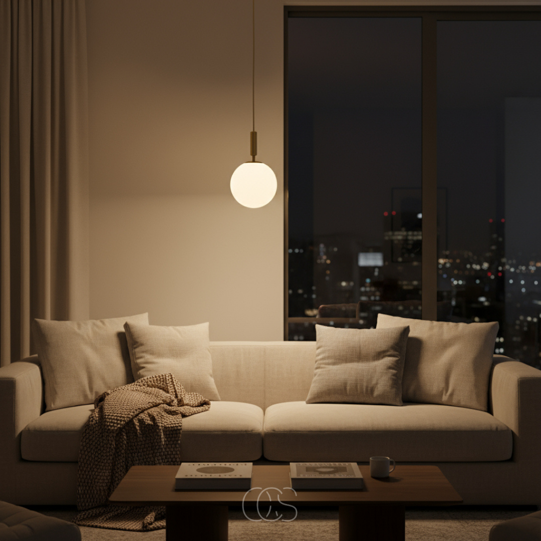 Scandinavische hanglamp met glazen bol Ø20cm goudkleurige fitting noordse stijl moderne plafondverlichting