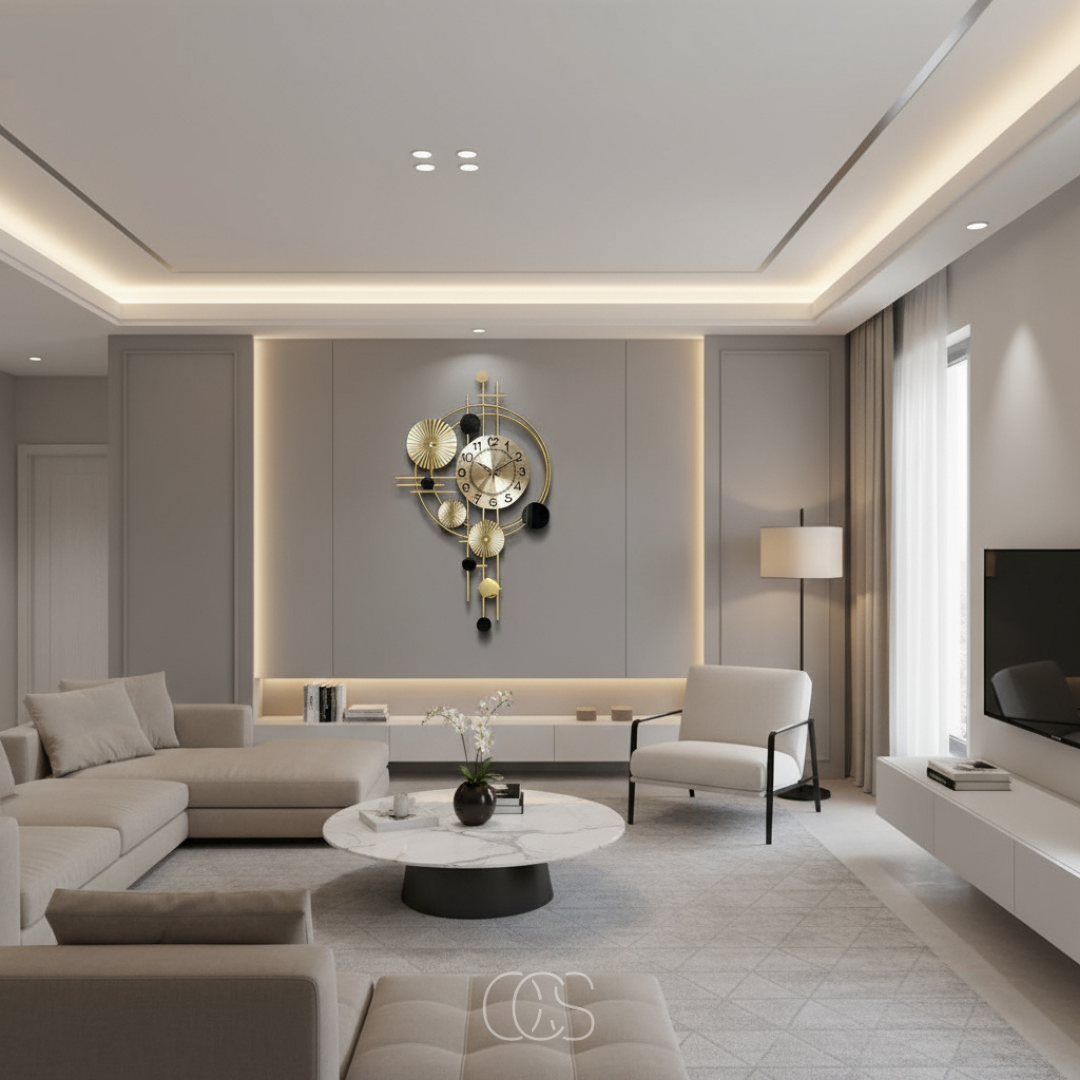 Metalen Wandklok 78cm Stil Uurwerk Goud Modern Industrieel Design Woonkamer Hal Eetkamer Kantoor Decoratie
