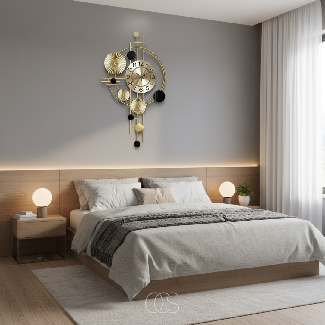 Metalen Wandklok 78cm Stil Uurwerk Goud Modern Industrieel Design Woonkamer Hal Eetkamer Kantoor Decoratie