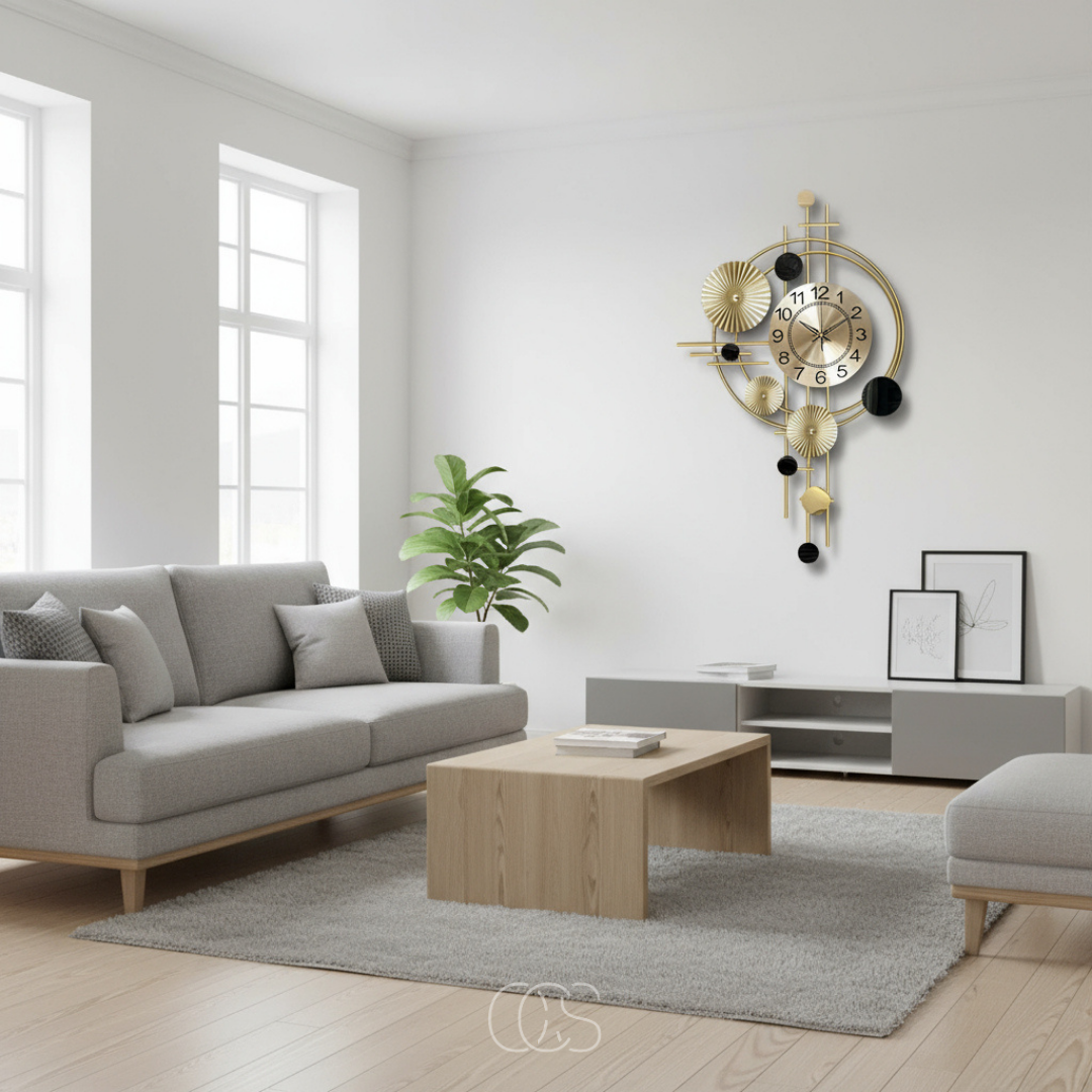 Metalen Wandklok 78cm Stil Uurwerk Goud Modern Industrieel Design Woonkamer Hal Eetkamer Kantoor Decoratie
