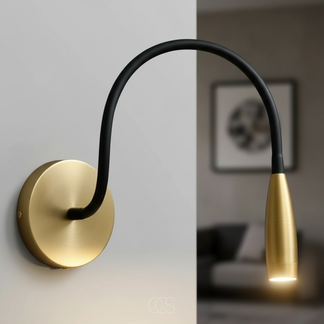 Verstelbare LED Leeslamp Wandmontage Goud Zwanenhals 360° Draaibaar 3W Warm Licht Slaapkamer Bedlamp