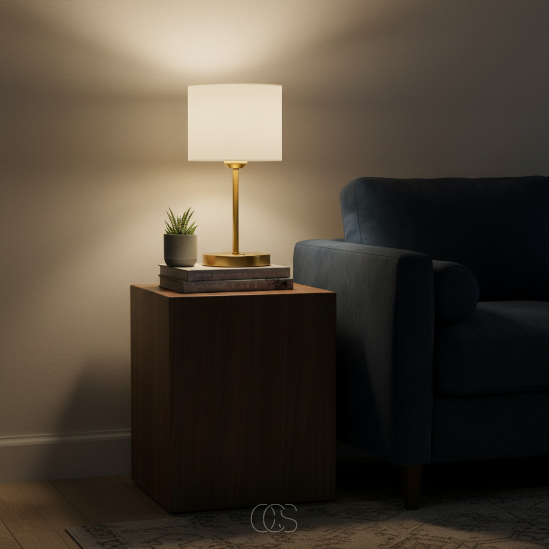 Tafelverlichting Metaal Textiel Gouden Afwerking Sfeerlamp Modern Interieur Woonkamer Slaapkamer Nachtkastje