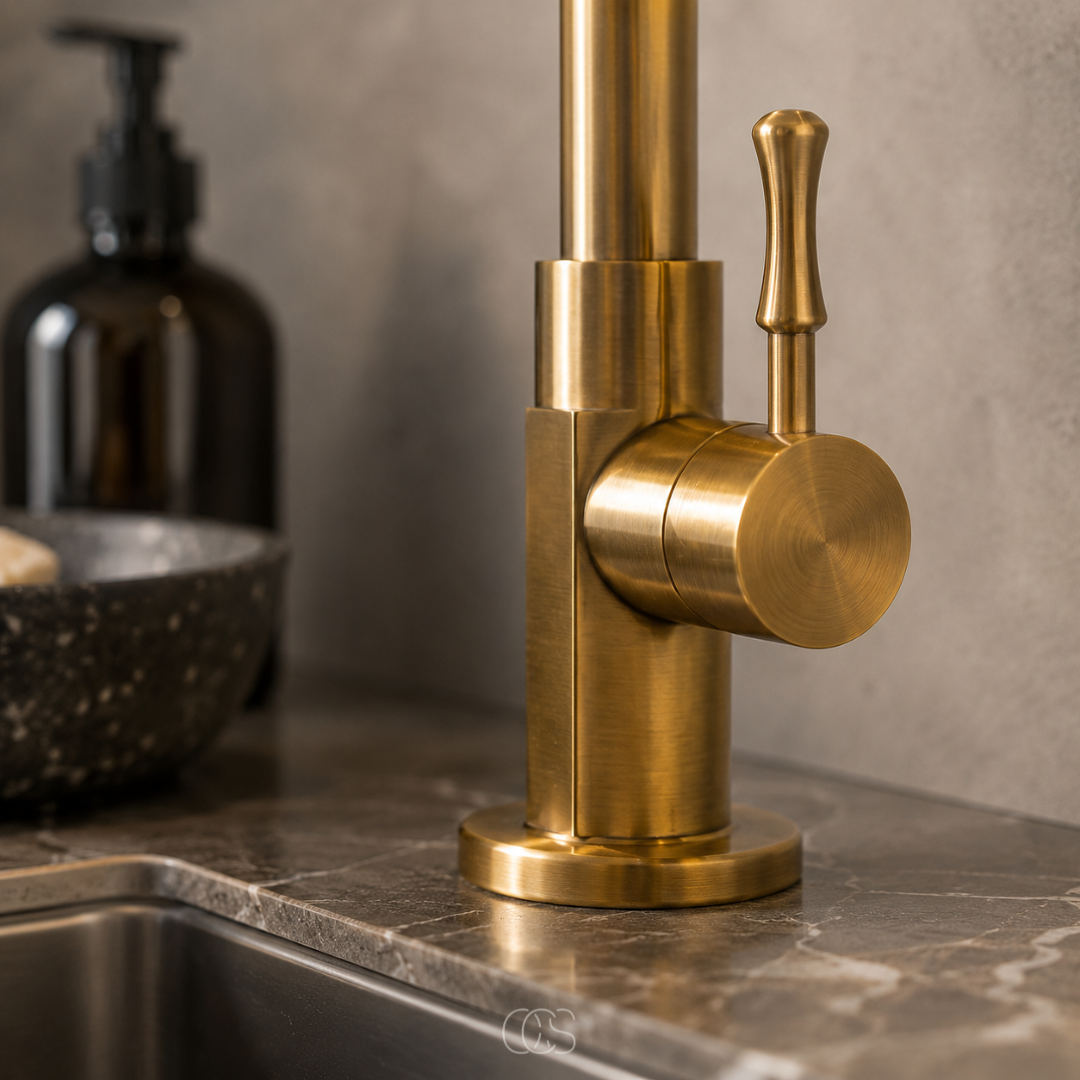 Vintage Kraan met Draaibare Uitloop Antiek Messing 30cm Keukenkraan Landelijk Klassiek Retro Stijl Warm Goud