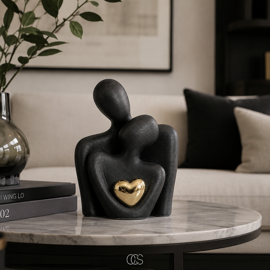 Keramisch Beeldje Stel Minimalistisch Zwart Wit Decoratie Woonkamer Slaapkamer Liefde Verbondenheid Modern
