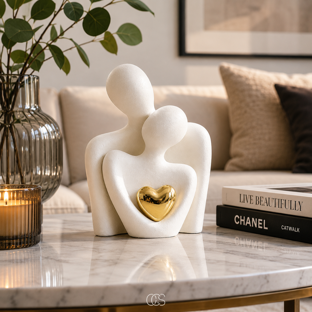 Keramisch Beeldje Stel Minimalistisch Zwart Wit Decoratie Woonkamer Slaapkamer Liefde Verbondenheid Modern