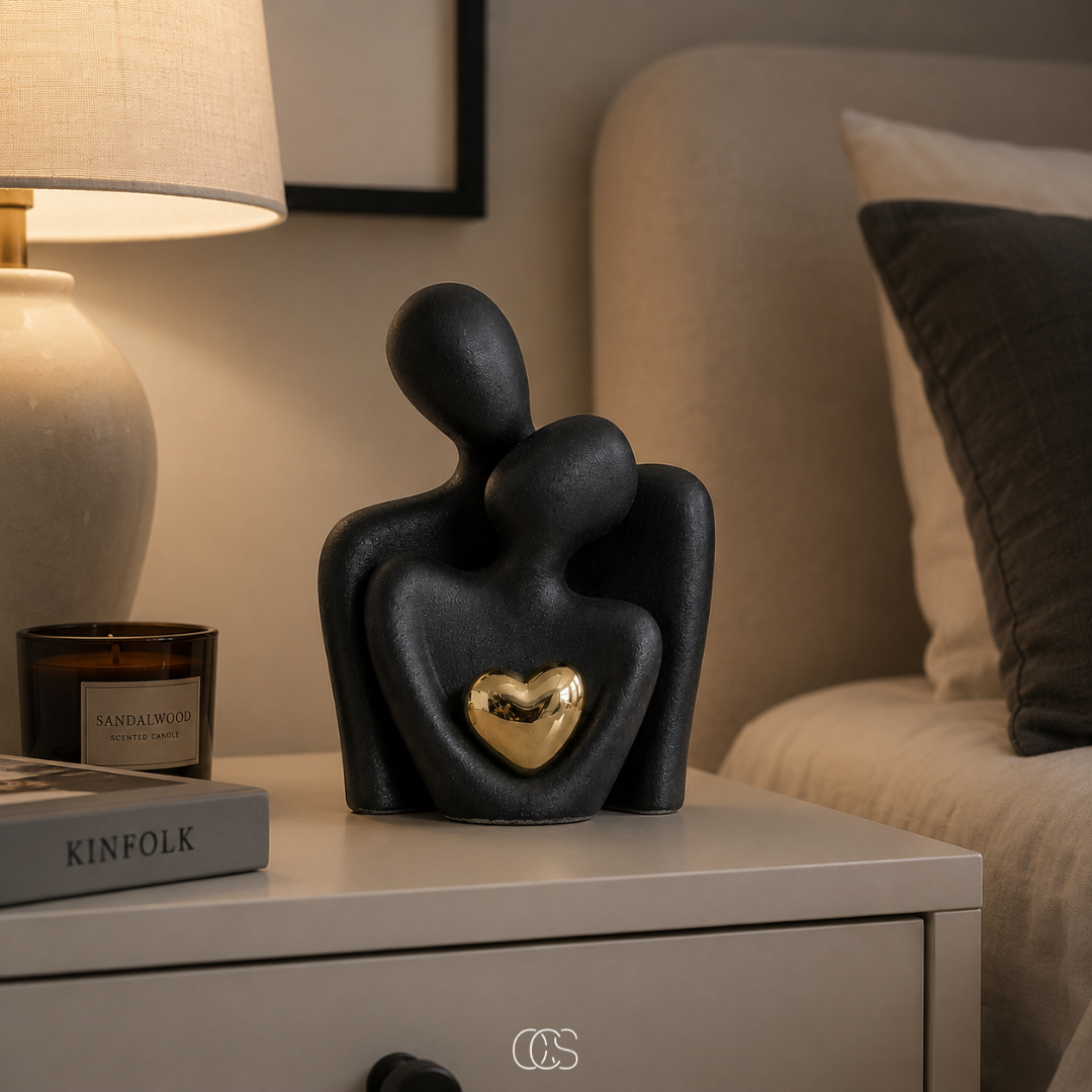 Keramisch Beeldje Stel Minimalistisch Zwart Wit Decoratie Woonkamer Slaapkamer Liefde Verbondenheid Modern