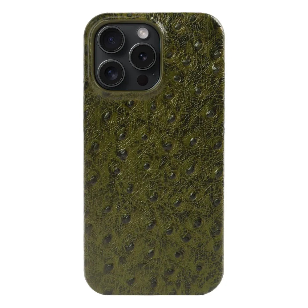 Telefoonhoesje Echt Struisvogeleer iPhone 14 15 16 17 Alle Modellen Schokdempend Luxe Premium Leer Bescherming