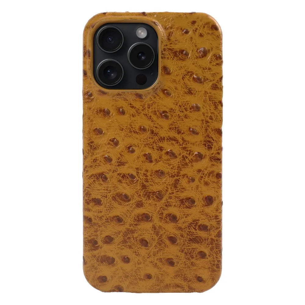 Telefoonhoesje Echt Struisvogeleer iPhone 14 15 16 17 Alle Modellen Schokdempend Luxe Premium Leer Bescherming
