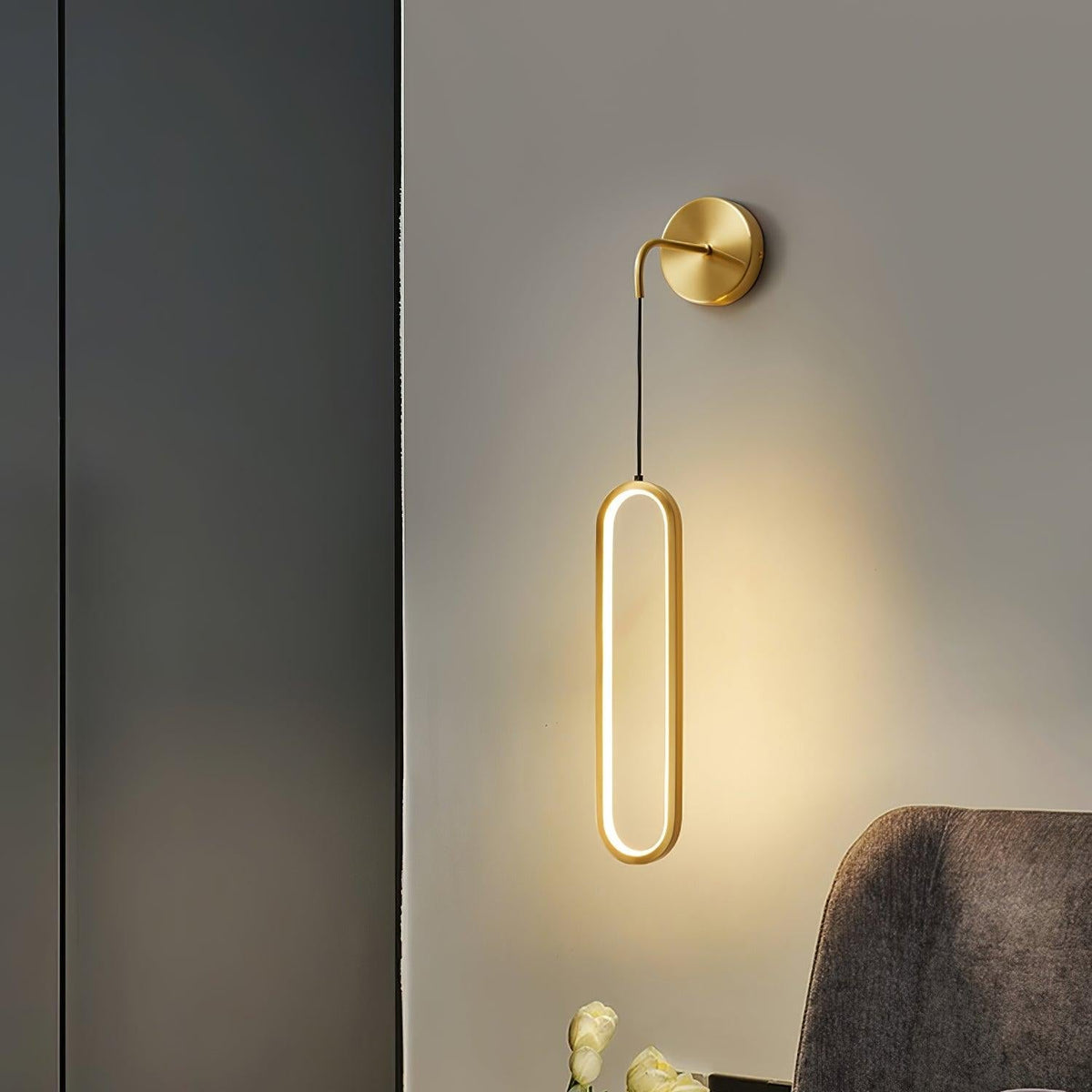 Hangende Wandlamp LED Messing Acryl 68cm Dimbaar Woonkamer Slaapkamer Gang Modern