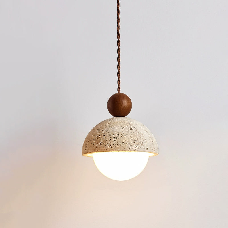 Design Hanglamp van Travertin en Glas - Moderne Verlichting met Warm Licht