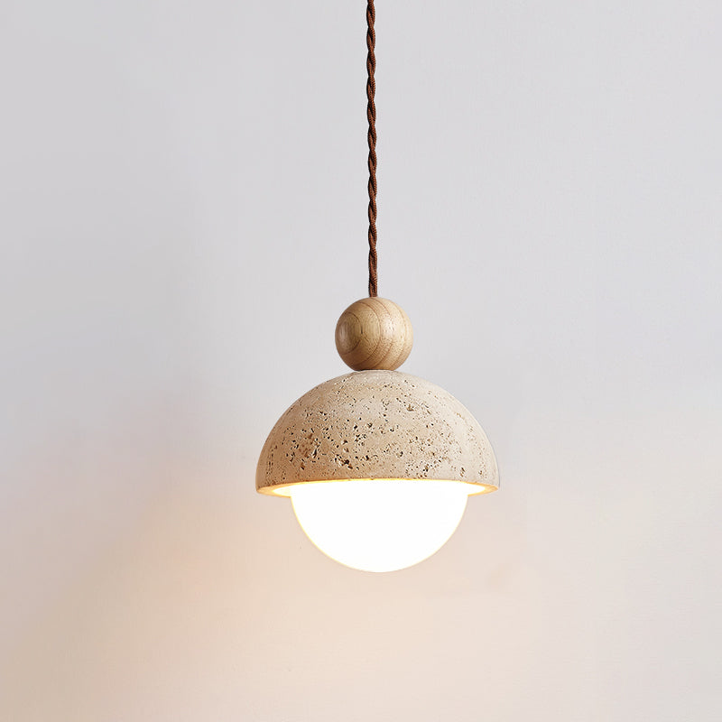 Design Hanglamp van Travertin en Glas - Moderne Verlichting met Warm Licht