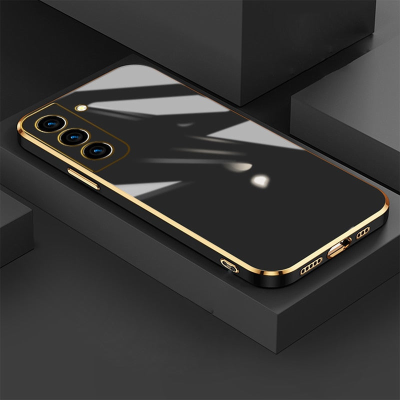 Telefoonhoesje met Goudkleurige Rand voor Samsung Galaxy | TPU Beschermhoes met Zachte Microfiber Voering