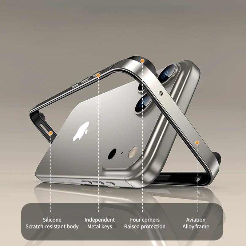 Aluminium Bumperframe iPhone Bescherming Minimalistisch Design Draadloos Opladen Compatibel Shockproof
