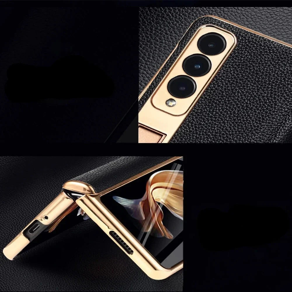 Leren Telefoonhoes met Standaard voor Opvouwbare Telefoons - Beschermend Stijlvol Foldable Cover Accessoire