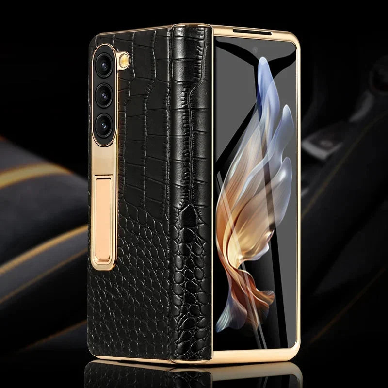 Leren Telefoonhoes met Standaard voor Opvouwbare Telefoons - Beschermend Stijlvol Foldable Cover Accessoire