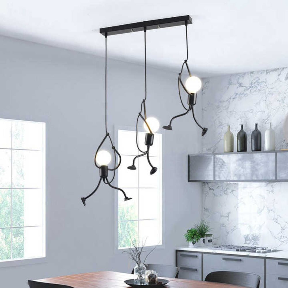 Vintage Metalen Plafondlamp Retro Design Bruin Verstelbare Hanger voor Woonkamer Kinderkamer