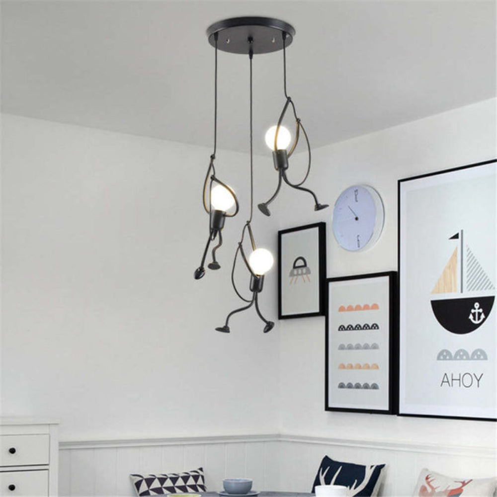 Vintage Metalen Plafondlamp Retro Design Bruin Verstelbare Hanger voor Woonkamer Kinderkamer