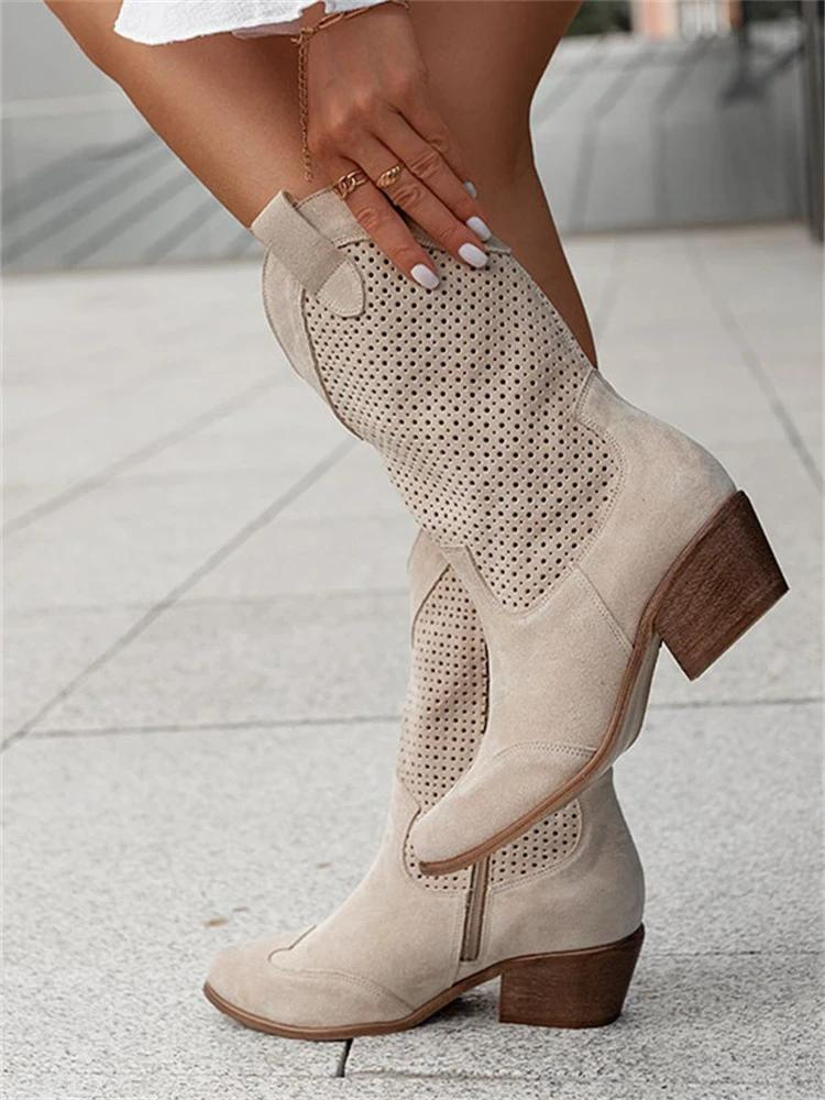 Leren Laarzen Dames Halflang Cowboystijl Comfortvoering Beige Bruin Zwart Wit Western Look