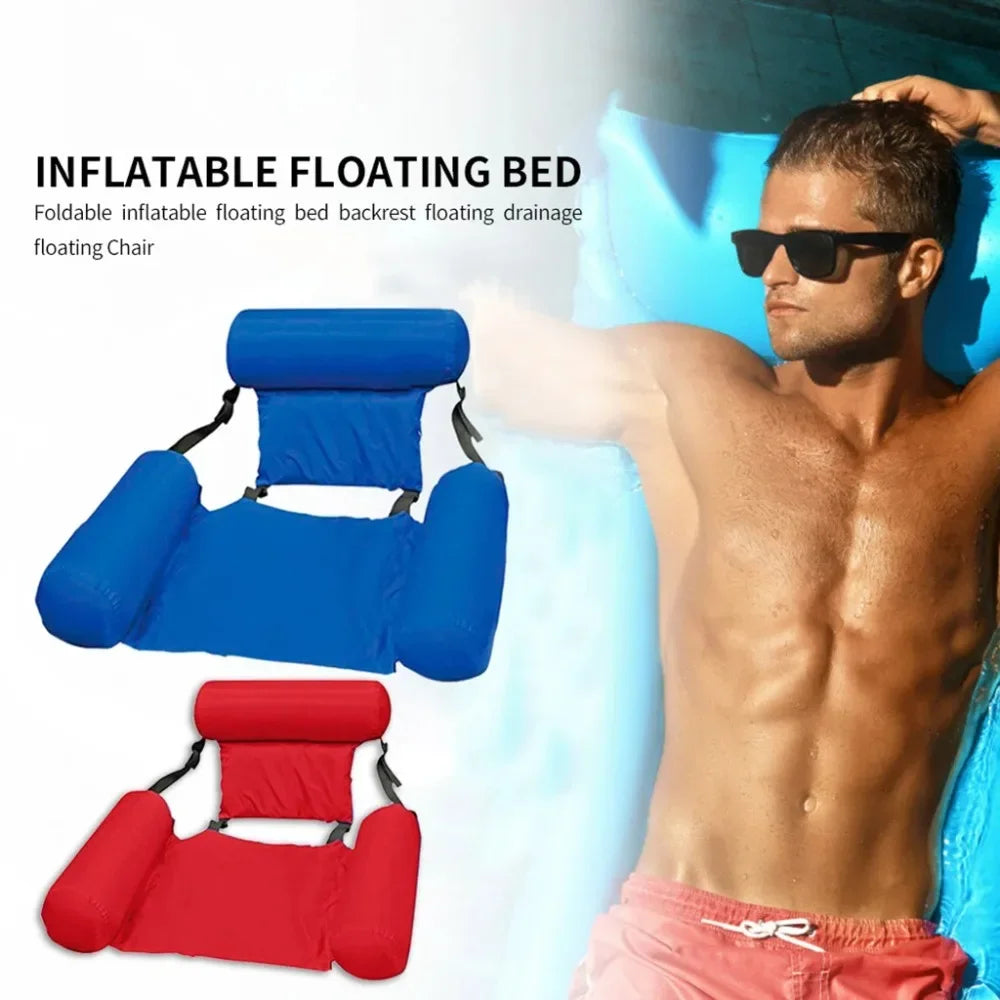 Opblaasbare Waterstoel met Rugleuning - Drijvende Zwembadstoel Mesh Design 100x120 cm Zwembadfauteuil