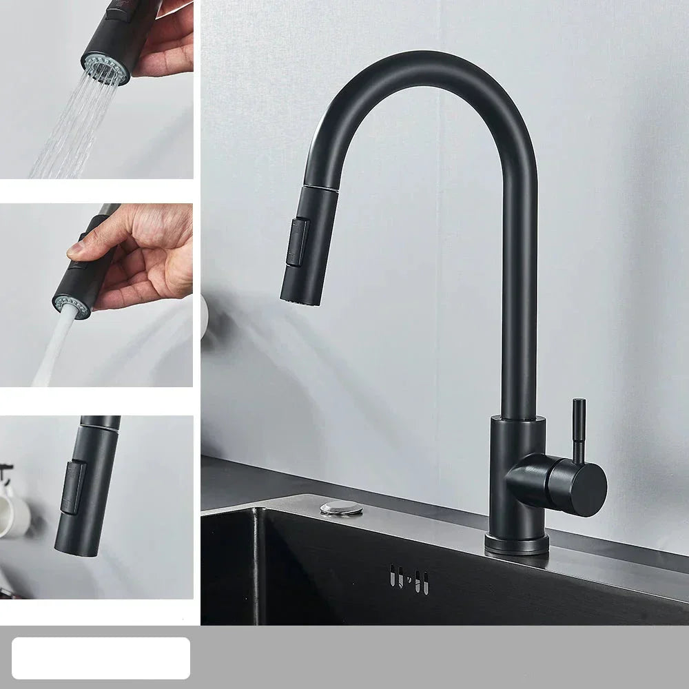 Flexibele Keukenkraan met Uittrekbare Sproeikop - Geborsteld Staal Design