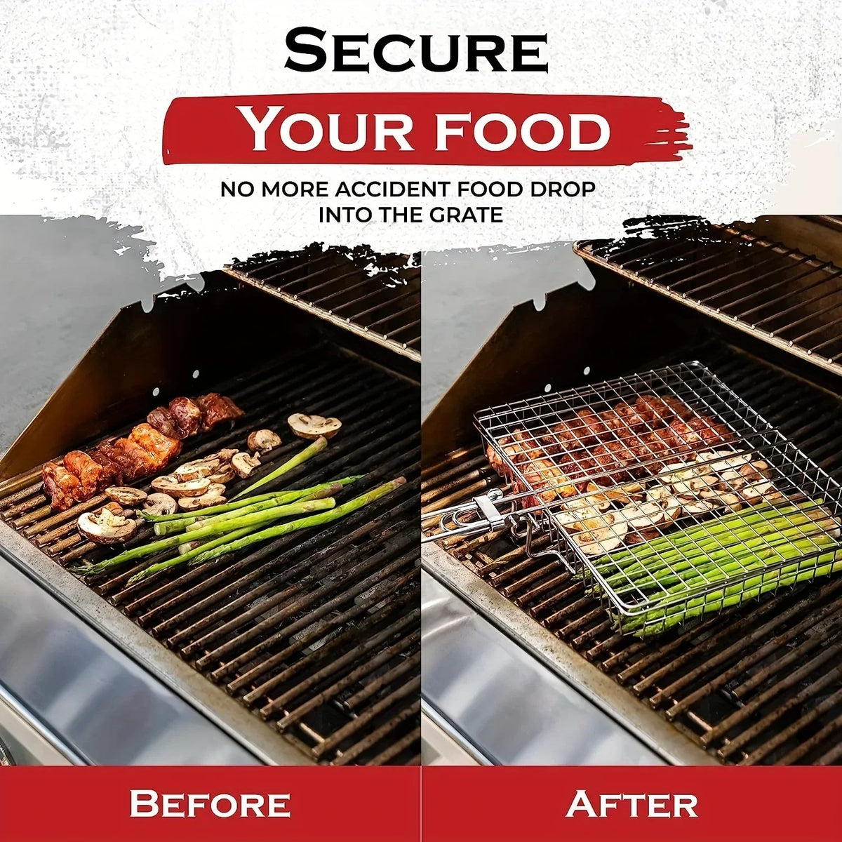 Inklapbare Grillmand Roestvrij Staal Antiaanbak BBQ Groente Vlees Vis Camping Barbecue Houtskool Grill