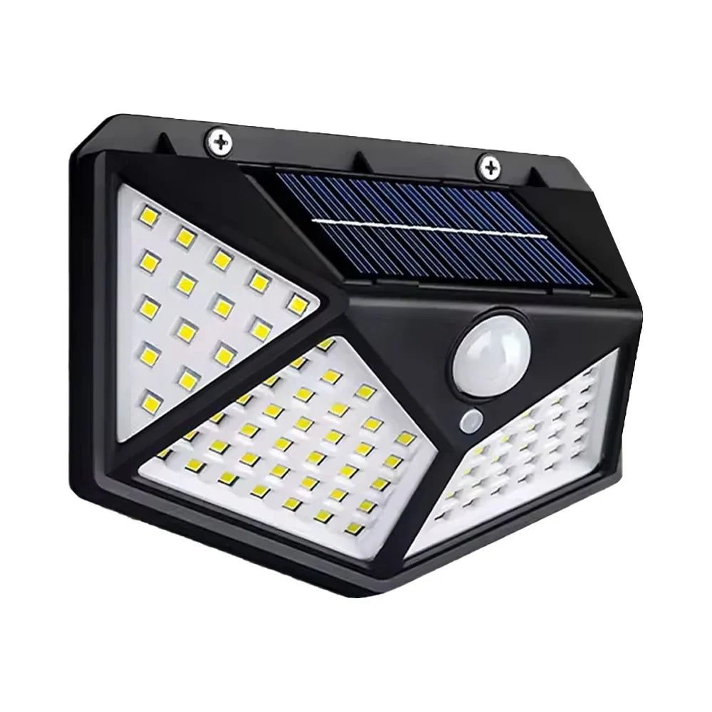 Zonne-energie Wandlamp Buiten 100 LED Bewegingssensor Waterdicht IP65 Zwart Veiligheidsverlichting Tuin