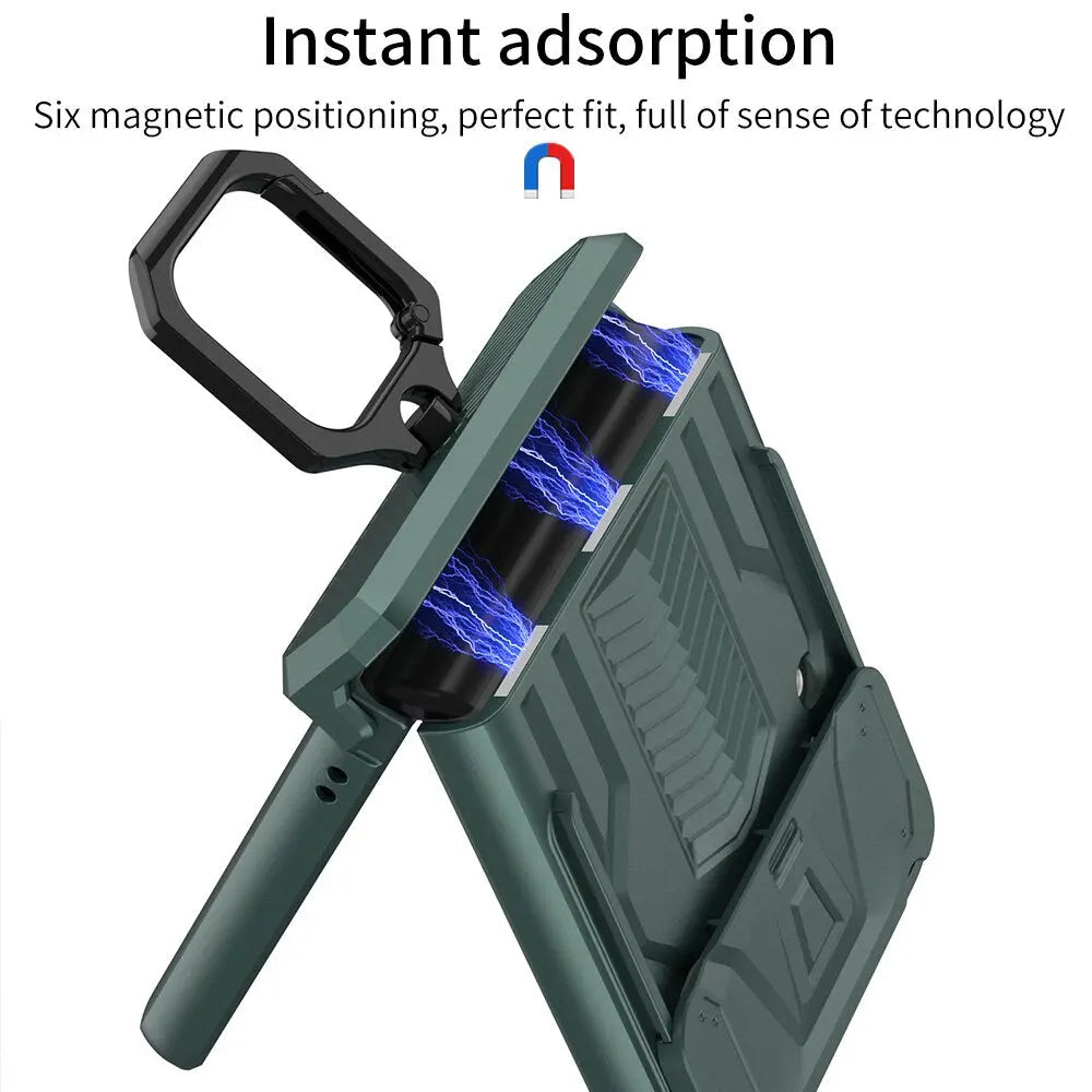 Magnetische Vouwtelefoonhoes met Ringhouder voor Z Flip 3 & 4 Klapcamera Schokbestendig Beschermhoesje