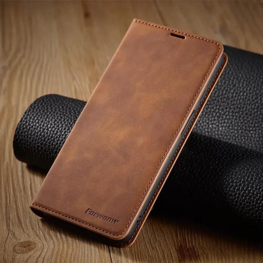 Samsung Hoesje met Standaard - Magnetische Leren Klaphoes met Schermbescherming voor Onderweg