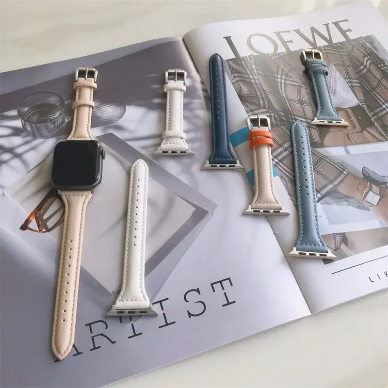 Leren Horlogebandje Smartwatch Universeel Verstelbaar 38-49mm Premium Lederen Polsband Sportief Design