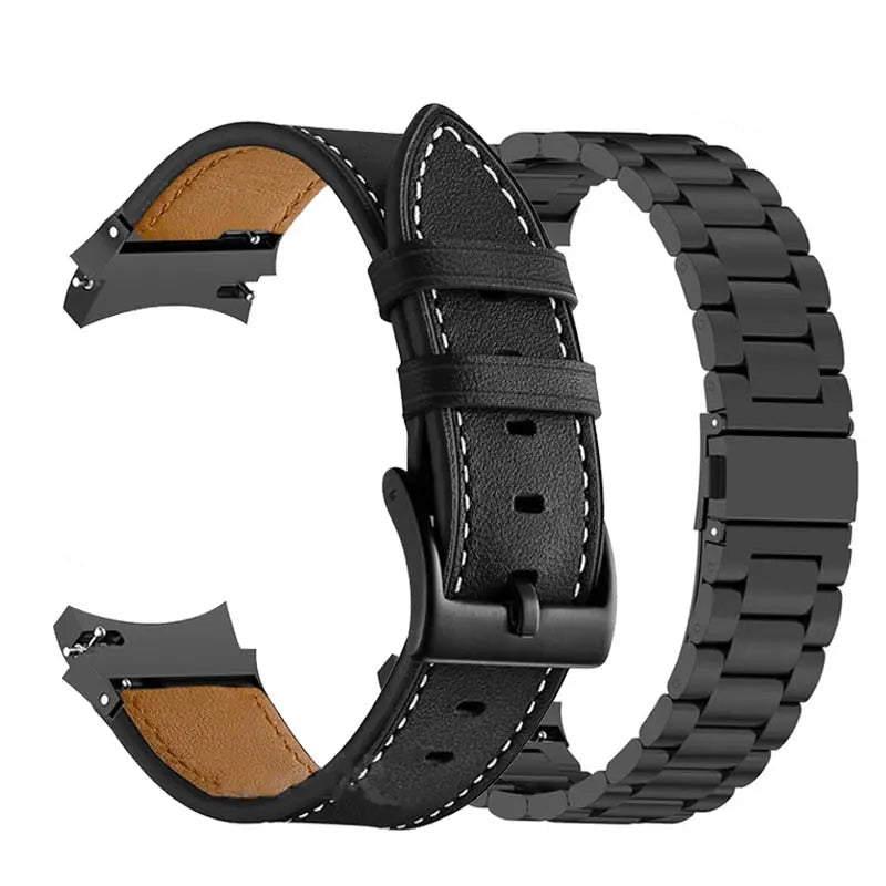 Premium Horlogeband Roestvrij Staal Leder Galaxy Watch 5 40mm 44mm 45mm Pro Verstelbaar Verwisselbaar Polsband