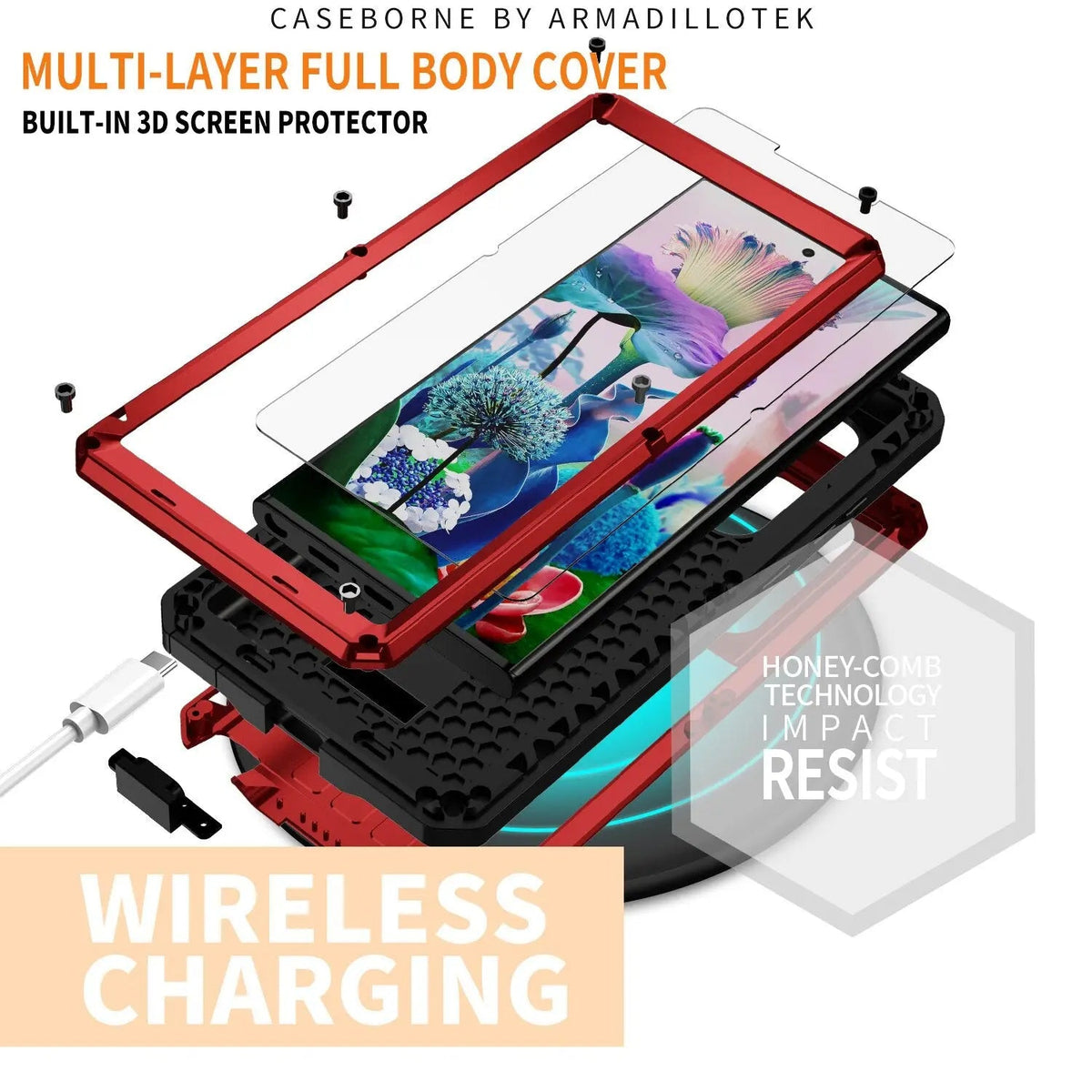 360° Telefoonhoesje Aluminium TPU Schokbestendig met Standaard Kickstand Draadloos Opladen Bescherming