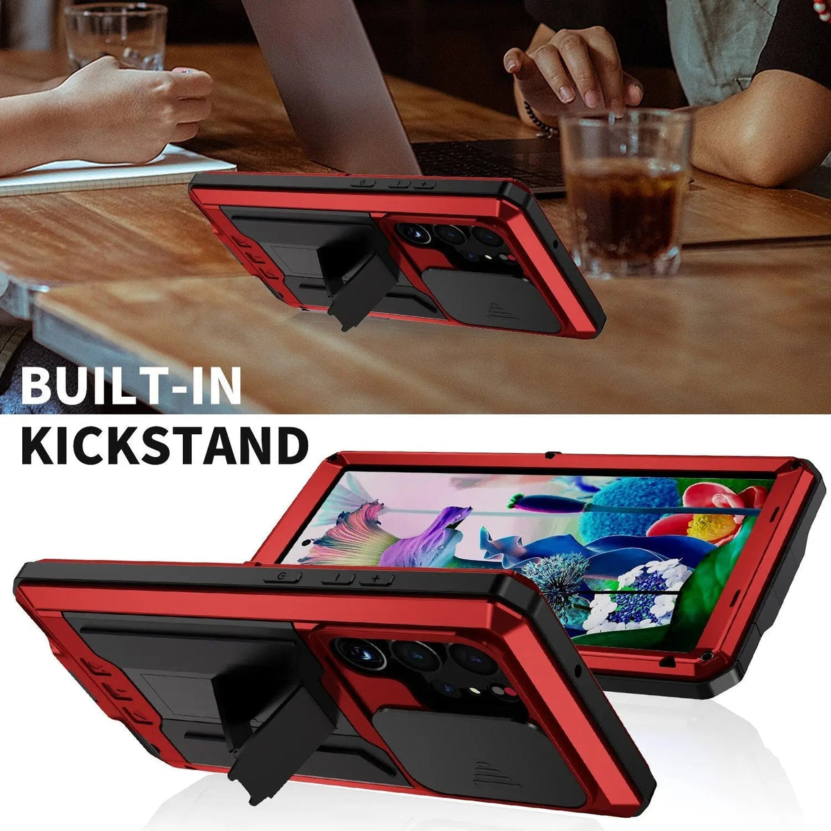 360° Telefoonhoesje Aluminium TPU Schokbestendig met Standaard Kickstand Draadloos Opladen Bescherming