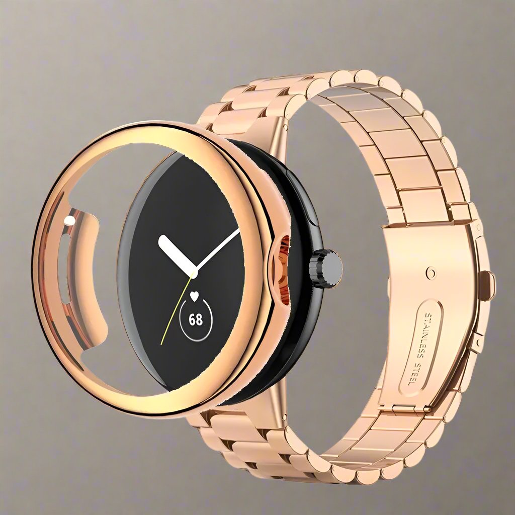 Roestvrijstalen Horlogeband met Beschermhoes Smartwatch Stalen Schakelband Metalen Polsband Universeel