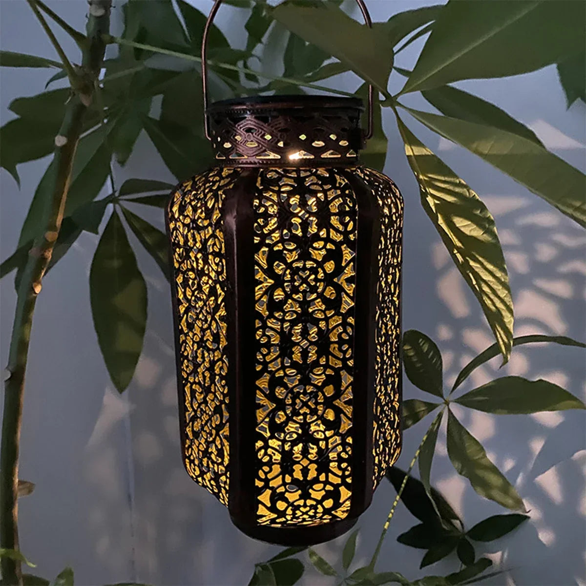Solar Lantaarn Buiten IJzer Koper Marokkaans Patroon Tuin Terras Balkon IP44 8-10 Uur Zonne-energie Sfeerverlichting