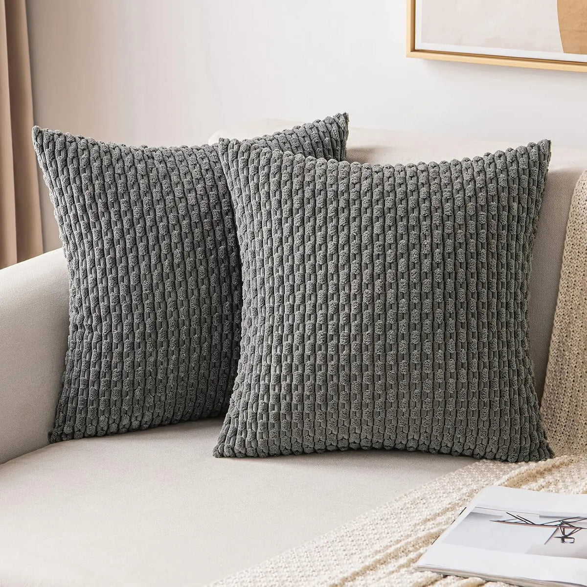 Ribfluwelen Sierkussen 45x45cm Voor Fauteuil En Leeshoek