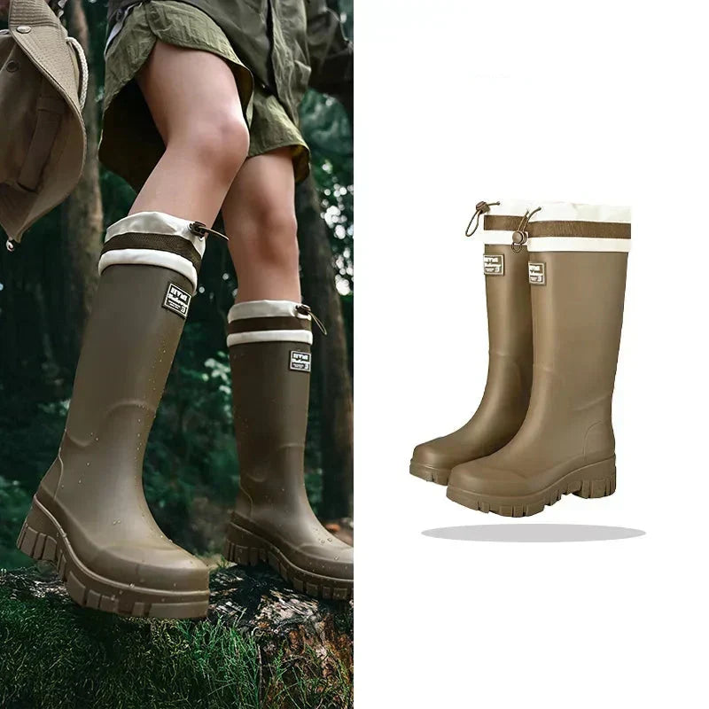 Waterdichte Regenlaarzen Dames Retro Antislip Herfstlaarzen Tuinlaarzen Wandellaarzen Outdoor Comfort