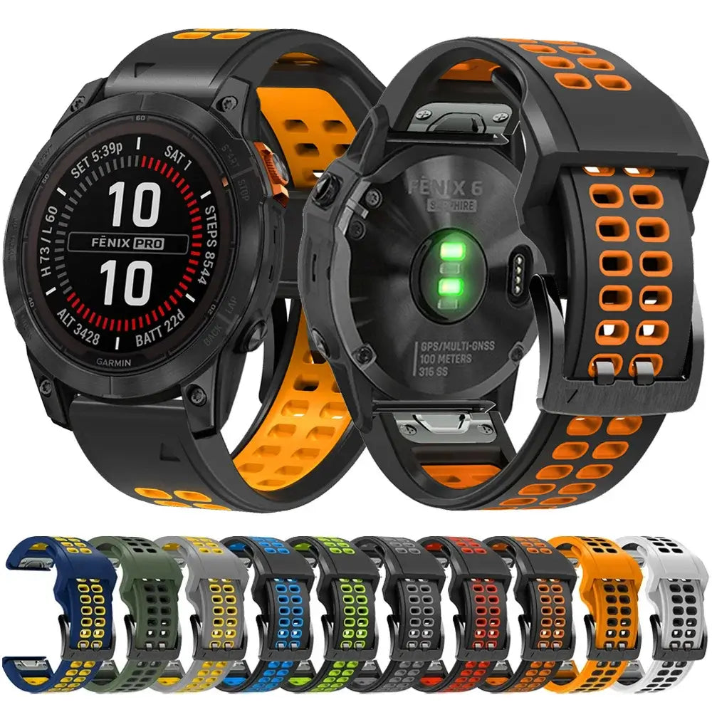 Siliconen Horlogeband QuickFit Systeem Ademend Verstelbaar 22mm 26mm Sporthorloge Smartwatch Polsband