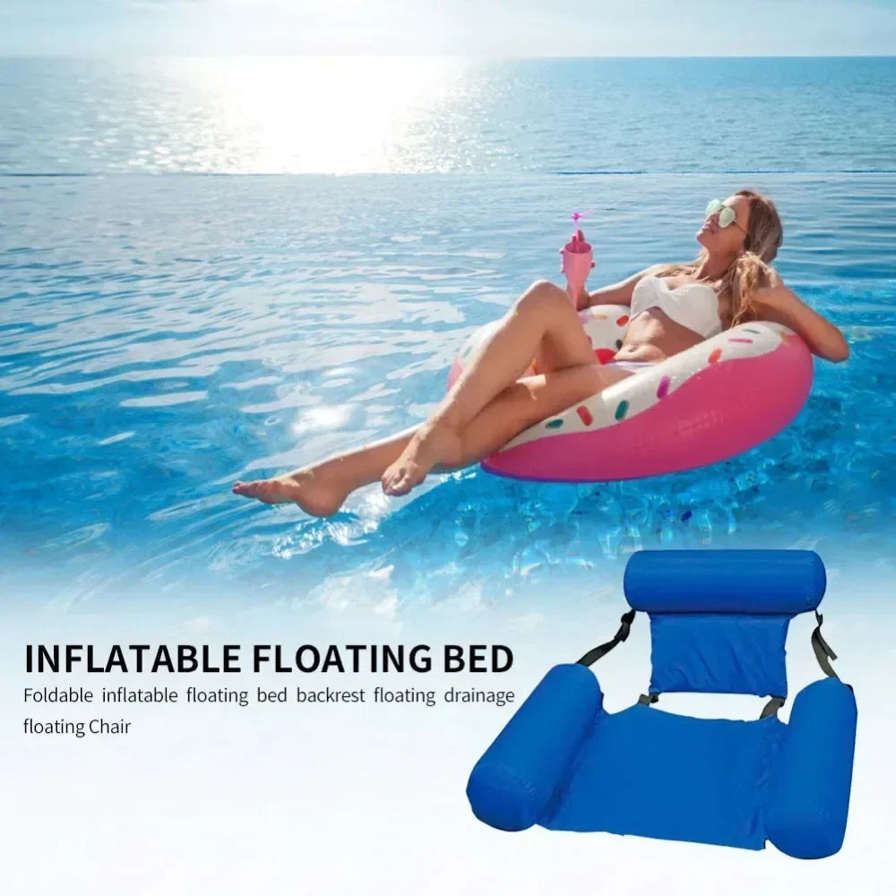 Opblaasbare Waterstoel met Rugleuning - Drijvende Zwembadstoel Mesh Design 100x120 cm Zwembadfauteuil