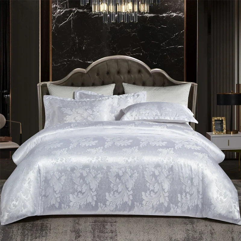 Satijnen Jacquard Dekbedovertrek Set 220x240 Tweepersoons Zomer Beddengoed Luxe Slaapkamer Dekbed Overtrekset