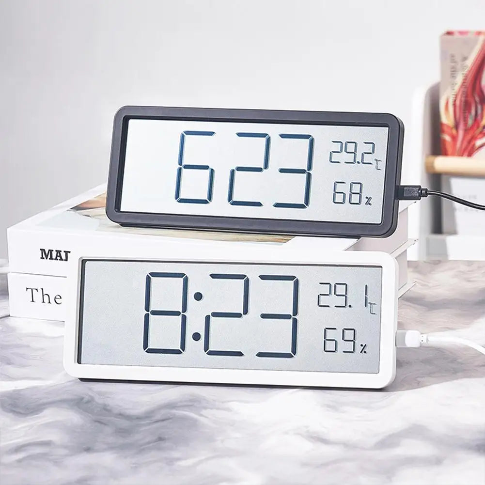 Digitale Wandklok met LED-Display - Temperatuur & Tijd - Modern Design - Wit & Zwart
