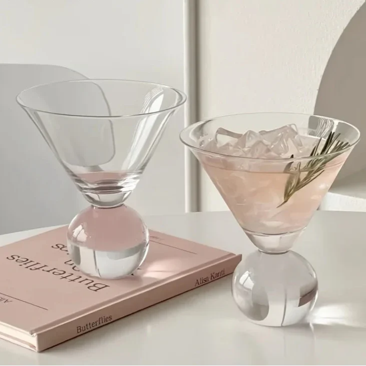 Kristallen Wereldbol Martiniglas - Elegante Cocktailglas met Globe Vorm voor Martini - Handslijpbare Glasstructuur