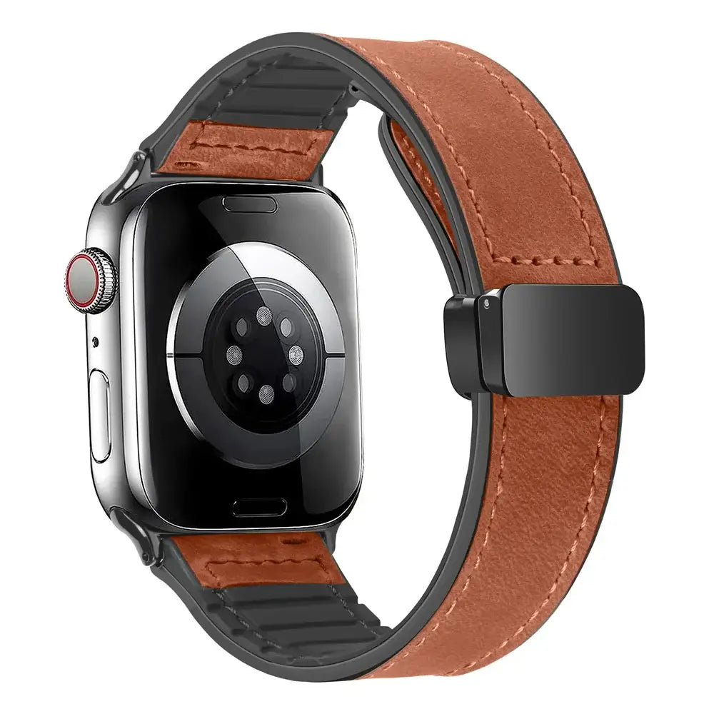 Magnetische Leren Smartwatch Band Echt Leder Verstelbare Polsband Waterbestendig Sportief Elegant Stijlvol